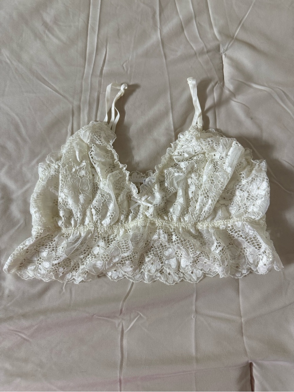 Lace Bralette Crop Top in Ivory